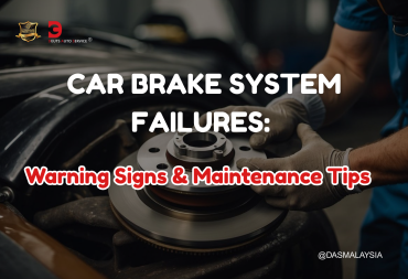 Mechanic inspecting a car brake system showing brake pads, discs, and calipers