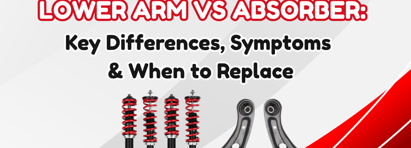 lower arm vs absorber comparison showing car suspension parts